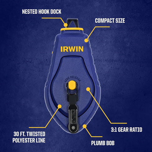 IRWIN Tools STRAIT-LINE COMPACT Chalk Reel, 30 ft. (IWHT48440)...