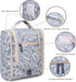 Narwey Hanging Toiletry Bag Women Travel Makeup Bag Organizer Toiletries Bag for Travel Size Essentials Accessories Cosmetics (Medium, Blue Leaf-1...