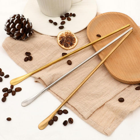 Coffee Stir Sticks, 3 Pcs Coffee Spoons Stainless Steel Mixing Spoon with Long Handle 10 Inches Metal Cocktail Stirring Spoons Tea Spoon Espresso ...