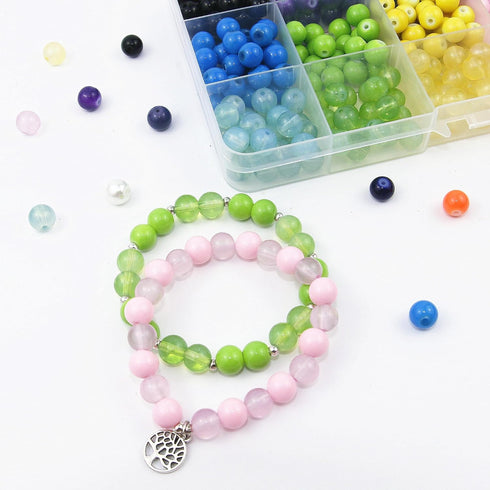 450pcs 8mm Glass Beads for Bracelet Making,15 Colors DIY Gemstone Crystal Beads,Jewelry Making Kit Healing Round Beads for Friendship Bracelet...