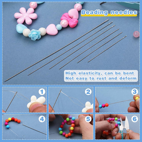 51PCS Beading Needles,12 Pcs Big Eye Beading Needles,30Pcs Long Straight Beading Thread Needles, Embroidery Needles with Needle Bottle, Scissors, ...