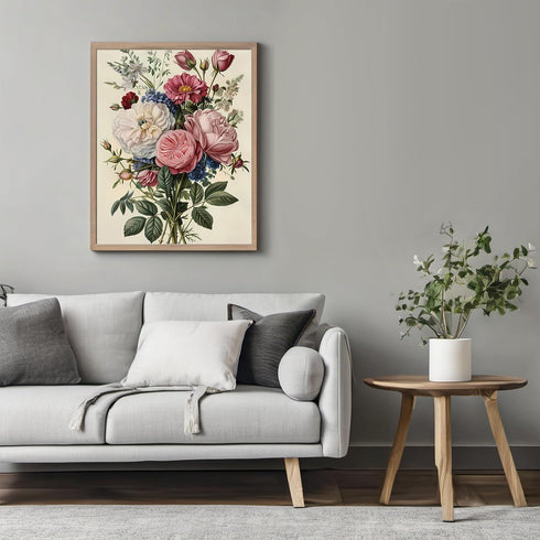 Posterizer 1 pcs-lush bigpink and white bouquet of flowers-Floral & Botanical Art-Abstract & Modern Art-Decor for Home & Office- UNFRAMED Wall Art...