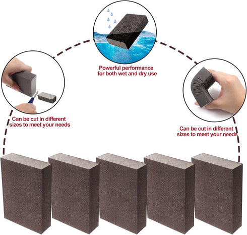 220 Grit Sanding Block - 12Pcs, Wet Dry Sanding Sponge Foam Sandpaper Block Washable & Reusable Sandpaper Sponge for Drywall Wood Plastic Metal Fu...