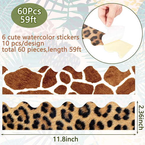 Classroom Bulletin Board Borders Safari Animal Classroom Borders for Wall Decorations DIY Leopard Tiger Cow Print Bulletin Board Sticker for Schoo...