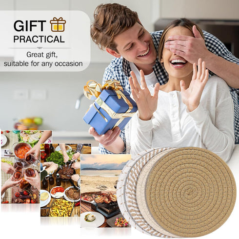 ME.FAN Trivets/Potholders 4 Set Cotton Thread Weave Trivets for for Hot Pots and Pans - Large Coasters/Hot Pads/Hot Mats to Protect Desktop & Coun...