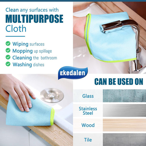 Streak Free Miracle Cleaning Cloth Easy Clean Microfiber Window Mirror Glass Stainless Steel Lint Free Dish Cloth Wine Polishing Towel,Reusable, 1...