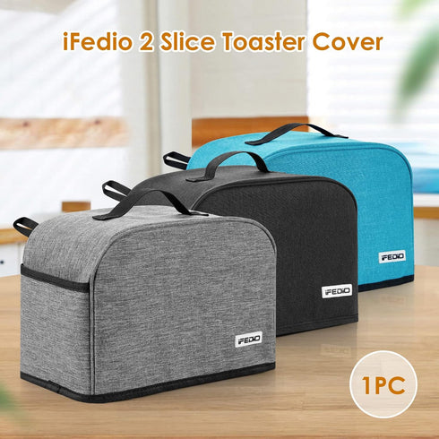 iFedio 2 Slice Toaster Cover Black, Waterproof Nylon, Dust & Fingerprint Protection, Machine Washable, Holds Jam Spreader & Tongs...