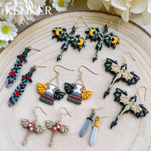 Keoker Dragon Clay Cutters, Polymer Clay Cutters Dragon, Dragon Earring Clay Cutter, Polymer Clay Cutters for Jewelry Making....