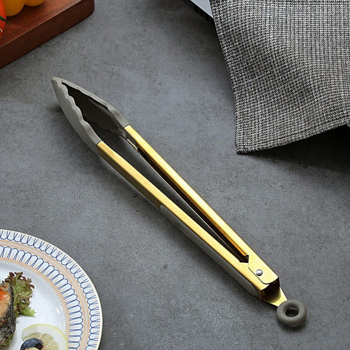 Gold Cooking Tongs, Berglander Heavy Duty Food Tongs For Cooking With Silicone Tips And Titanium Gold Plating Handle, Kitchen Tongs, Grill Tongs, ...