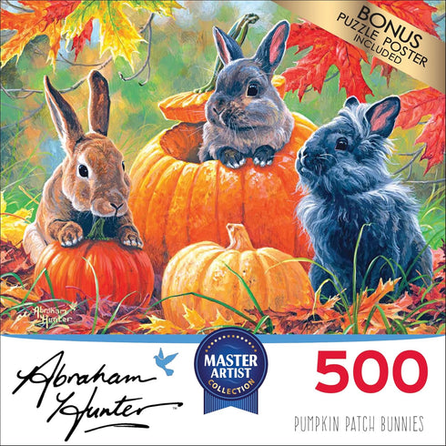 RoseArt - Abraham Hunter - Pumpkin Patch Bunnies - 500 Piece Jigsaw Puzzle for Adults...