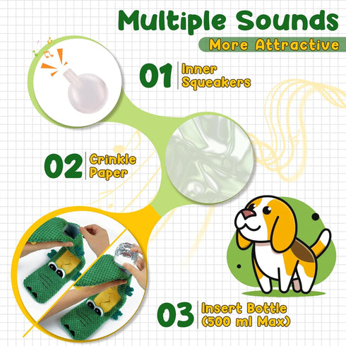 Interactive Dog Toys for Small Medium Dogs - 2 Pack Puppy Toys for Boredom and Teething, No Stuffing Squeaky Puppy Chew Toys with Crinkle, Treat D...