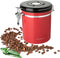 Mixpresso 16 Oz Red Coffee Canister, Stainless Steel Airtight Coffee Container, Air tight Jar Tea Storage with Date Tracker, Vacuum Sealed Espress...