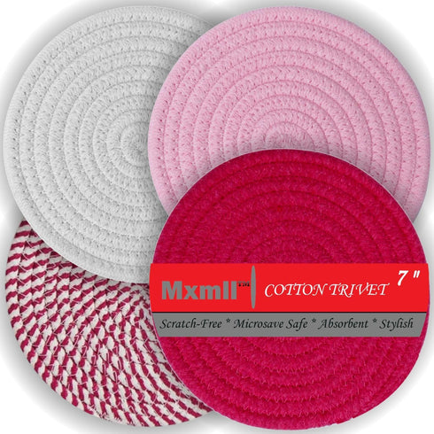 Pot Holders Set Trivets Set Heat Resistant Cotton Thread Weave Pads Mats for Hot Dishes Hot Pots and Pans Stylish Coasters Set of 4 Cooking Baking...