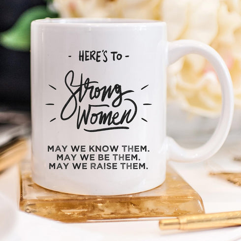 YouNique Designs Here's to Strong Women Mug, Funny Mug, Coffee Cup, Mug, Funny Mugs, Coffee Lover, Coffee Cup Gift, Gift Ideas for Coworkers, Gift...