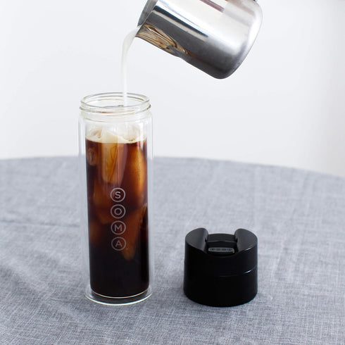 SOMA Double Wall Glass Tea and Coffee Cold Brew Bottle, Black, 12oz (SM18501K)...
