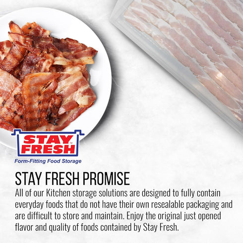 Stay Fresh Bacon Keeper 1lb Plastic Bacon Container for Refrigerator Preserves Freshness and Prevents Spoilage – No Mess Bacon Storage Replaces Gr...