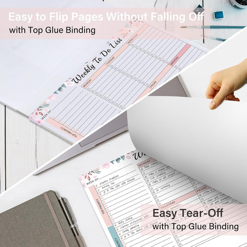 Weekly To Do List Notepad with 52 Undated Tear Off Sheets?8.5"×11") Weekly Desk Planner Pad with Spiral Binding for Women & Man, Work, School and ...
