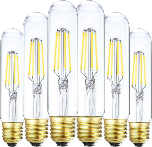 6 Pack T10 Tube Light Bulbs,LED Edison Bulbs Daylight 4000K,E26 Base,4W Vintage Bulb 40 Watt Equivalent,Dimmable for Desk Lamp,Curio Cabinet,Islan...