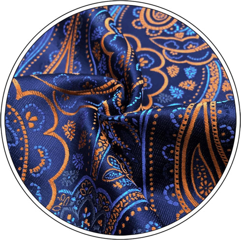 S&W SHLAX&WING Men's Ties Neckties Navy Dark Blue Paisley Matching Pocket Square...