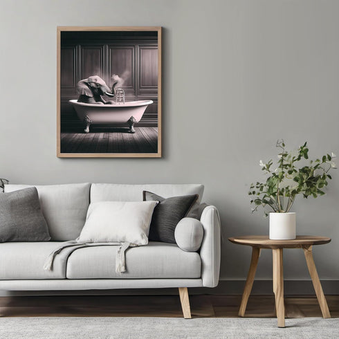 Posterizer 1 pcs-Funny Elephant in The Bathtub Print-Comedy Art-Art for Animal Lovers- Gift for Men Women Entrepreneur Teens- Bathroom, restroom D...