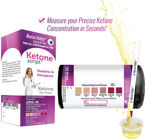 Nurse Hatty - Diabetic & Ketogenic Keto Strips – Fresh – USA-Made – High-Performance – Now Lasts 6 Months - 2-year Shelf Life (150ct. Long Ketone ...