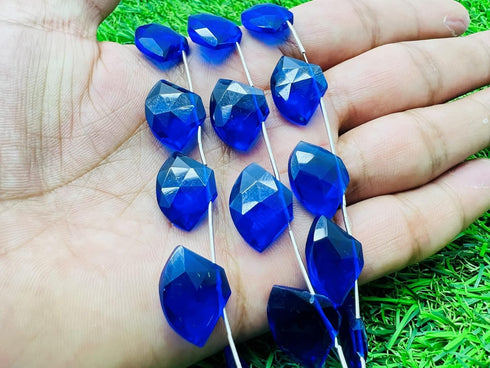 1 Strand Blue Sapphire Quartz 10 Pcs Beads Size 19x14mm Fancy Shape Cut Faceted Beads for Jewellery Making, Beading & Craft Supplies KCRAFTS-RK_k4...