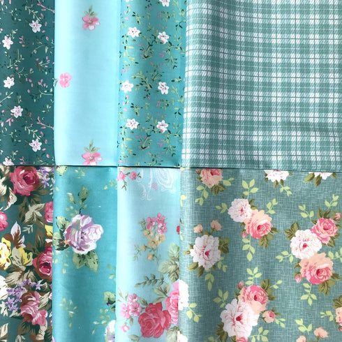 Mililanyo 8Pcs 18x22 inch Cotton Fabric Green Floral Rose Fat Quarters Fabric Pre-Cut Quilt Squares for Patchwork Quilting and DIY Sewing Projects...