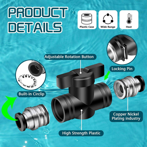 Boltigen 5Pack Pneumatic Push to Connect Ball Valve, 1/4”ODx 1/4“OD Quick Connect Air Control Fittings, 1/4"Air Flow Control Valve, Straight Tube ...
