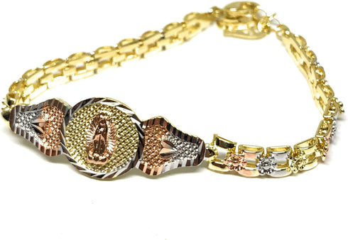 Fran & Co. Virgin Mary Bracelet Virgen De Guadalupe Pulsera Tres Colores Oro Laminado 8“...