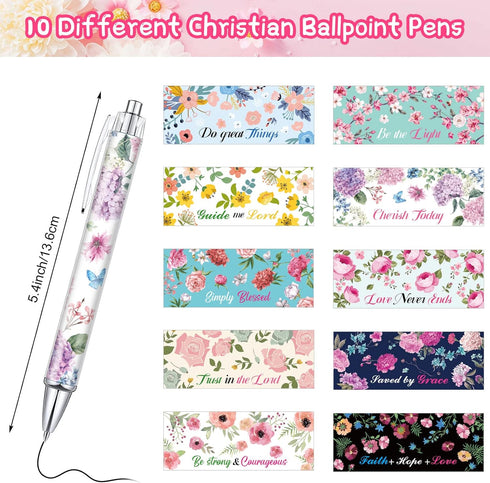 20 Pieces Bible Verse Ballpoint Pens Christian Pens Inspirational Quotes Pens Funny Office Ballpoint Pens Retractable Black Ink Pens for Women Men...
