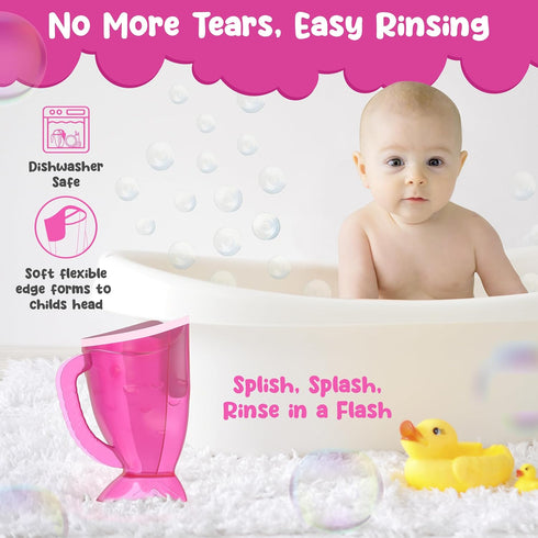 Pink Baby Rinser Cup and Bath Pail - Tear-Free, Non-Toxic, BPA-Free Accessory for Kids of All Ages - Provides Gentle, Safe, Enjoyable Bathing...