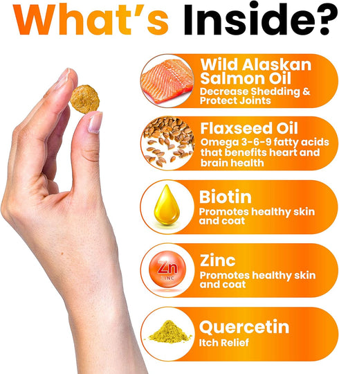 Omega 3 for Dogs - Fish Oil for Dogs Chews - Allergy and Dog Itch Relief - Dog Anti Shedding Supplement - Joint Health Treatment - Dog Skin and Co...