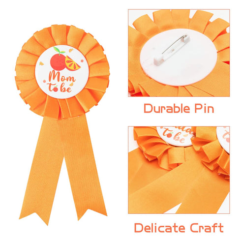 Little Cutie Citrus Maternity Sash Mom to Be & Daddy to Be Corsage Orange Clementine Flower Crown Pregnancy Sash Decoration Autumn Baby Shower Kit...