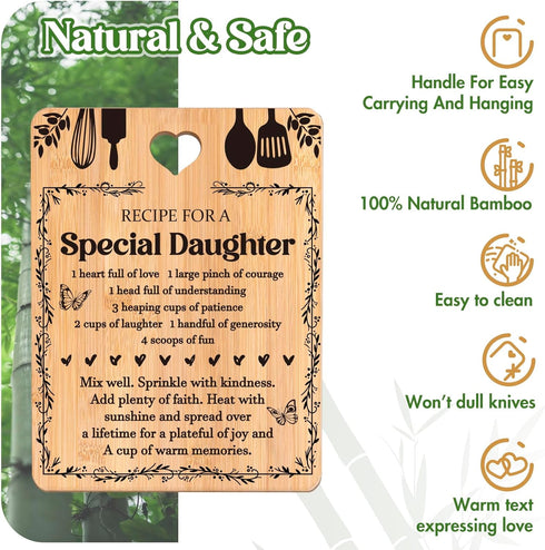Daughter Birthday Gifts - "Recipe for a Special Daughter" Daughter Gifts from Mom Cutting Board, Bamboo-Made Engraved Gifts for Daughter, Daughter...