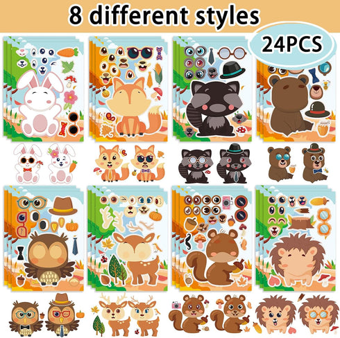 24 Sheets 8.3''×5.9'' Make Your Own Jungle Animal Stickers for Toddlers Kids Party Favors, Make a Face Stickers for Kids Activities Supplies Craft...