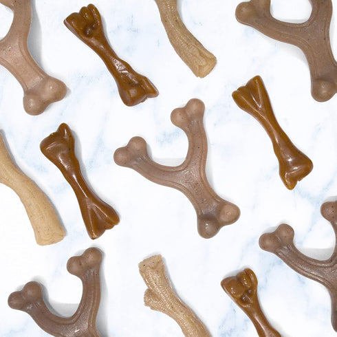 Nylabone Dog, Puppy Gourmet Style Strong Chew Toy Wishbone Peanut Butter Small/Regular (1 Count)...