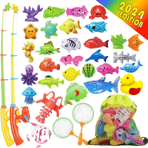Goody King Magnetic Fishing Game Pool Toys for Kids - Outdoor Indoor Carnival Party Water Bath Toy for Toddlers 1-3 4 5 6 Years Old 2 Players Gift...