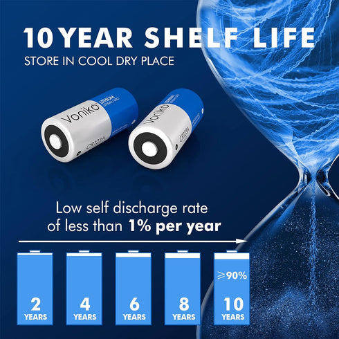 Voniko CR123A Lithium Batteries (2-Pack) – Photo Non-Rechargeable Lithium Battery –3 Volt 123 Battery Lithium 10 Years Shelf Life...