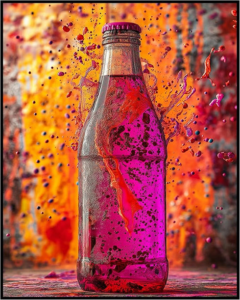 Posterizer 1 pcs-soda bottle and color splashes-vibrant food and drinks poster -3-Kitchen & Bar Art Gift for Men Women Entrepreneur Teens- unfram...