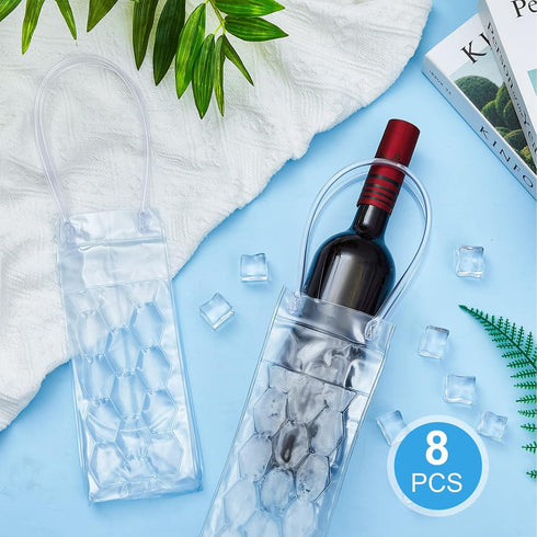 8 Pcs Ice Wine Bag Gel Wine Bottle Chill Cooler Portable Wine Bottle Chiller Cooler Wine Cooler Bag Champagne Wine Fridge Gel Cooling Holder Frees...