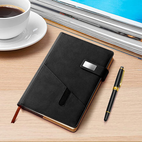 A5 Lined Leather Journal with Pen, 240 Pages Refillable Hardcover Notebook with Pocket and Magnetic Buckle, 80gsm Thick Daily Diary for Men and Wo...