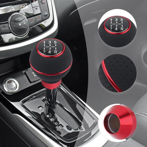 5 Speed Shift Knob with 4PCS Adapter,Leather Ball Shaped Gear Shifter Knob for Automotive Manual Transmission,Universal Stick Shift Knob Car Inter...