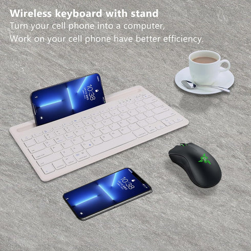 Bluetooth Keyboard Wireless Portable Mute Click Multi Device Keyboard Rechargeable Bluetooth 3.0 78 Keys Compact Wireless Keyboard for Tablet Lapt...