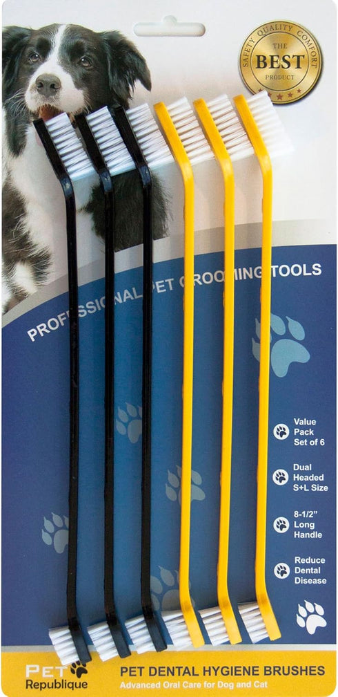 Dog Toothbrush Set of 3 – Dual Headed Dental Hygiene Brushes for Small to Large Dogs, Cats...