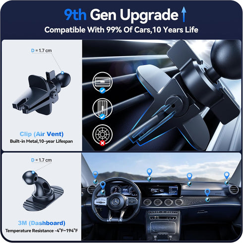 15W for MagSafe Car Mount Charger, (1.73kg) Magnetic Wireless Car Charger, Air Vent/Dashboard, Phone Holder Mount for iPhone 15/14/13/12 & Samsung...