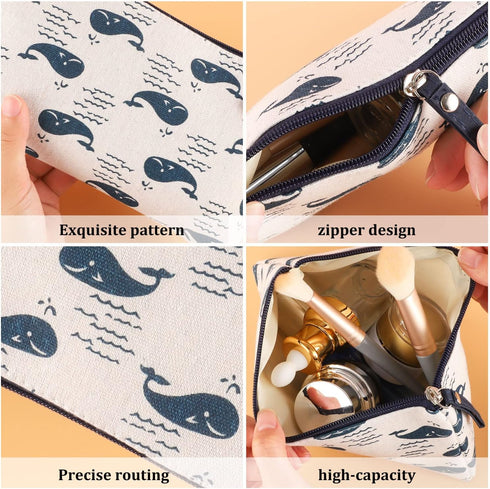 SUMAJU 8 Pcs Canvas Cosmetic Bag, Multi-function Travel Makeup Bag Cosmetic Pouch with Zipper Travel Toiletry Bag Small Makeup Pouch Christmas Gif...