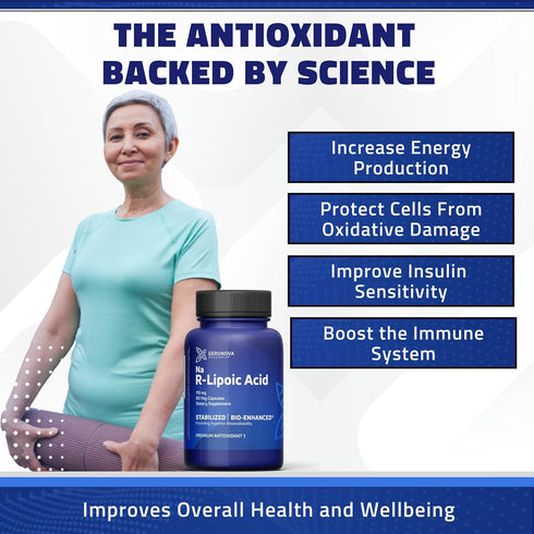 R-Lipoic Acid 115mg 90 Caps - Stabilized R-Alpha Lipoic Acid with Superior Bioavailability, Metabolic Activity & Healthy Aging Support - Gluten Fr...