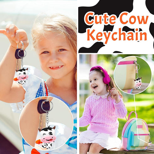 MTLEE Cow Party Favors Cute Rubber Cow Keychain Farm Laughing Cow Animal Cow Baby Keychains for Boys Girls Teens School Carnival Rewards Baby Show...