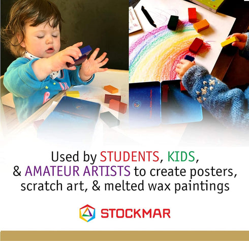 Stockmar Beeswax Block Crayons, Set of 8 - Non Toxic, Safe, Natural Jumbo Crayons For Kids & Adults - Waldorf Homeschool -Waldorf Art Supplies - I...