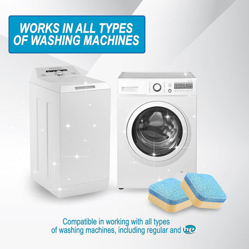 Air Jungles Washing Machine Cleaner Tablets 24 Count, Lemon Scent, Deep Cleaning, Dirt Remover, Clean Laundry Washer Drum and Tub, Compatible with...